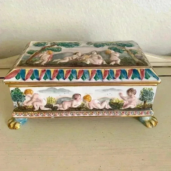 eugenio pattarino cherubs trinket box cappa di monte - Picture 1 of 11